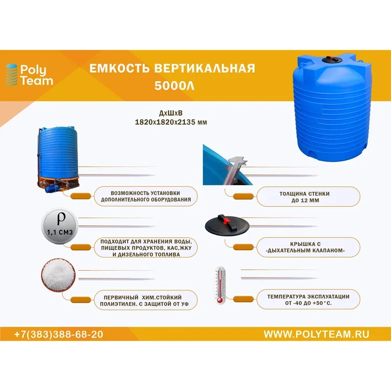 Емкость вертикальная 5000л — фото 4